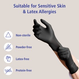 Meditrade 1284M Nitrile Examination Gloves, Black, Medium