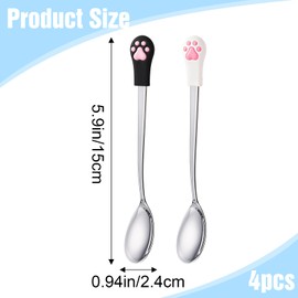 Cat Wet Food Spoon 4 Pcs Dog Cat Spoon Stainless Steel Pet Food Spoon Cat Claw Spoon For Wet Cat Food For Wet Food Long Handle Cat Food Scoop Pet Feeder Spoon For Dog And Cat Food Can Black White