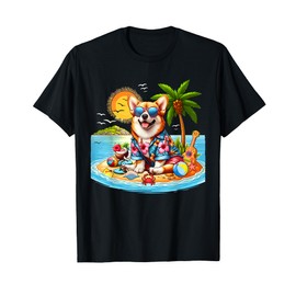 Corgi Sunglasses On Beach Costume Summer Vacation Traveling Men Women Kids T-Shirt