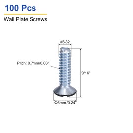 uxcell 100Pcs Wall Plate Screws, 9/16" Long 6-32 Thread Outlet Screws Black Oval Head Milled Slot Panel Switch Plate Screws for Wall Light Electrical Cover Panel Replacement