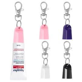 4 Pack Lip Balm Keychain Cap Set Compatible With Aquaphor - Portable Lip Gloss Holder Accessories, Keychain Cap Replacement Cover Fits Aquaphor Lip Balm (Aquap)