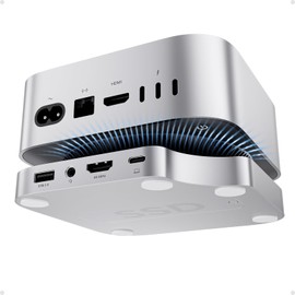 Mac mini M4 Dock, No WiFi Interference PULWTOP Mac mini M4 Hub Stand with M.2 SSD Enclosure (SSD NOT Included), for Mac mini M4 and M4 Pro 2024 with 4K60Hz HDMI, 3 x USB A 2.0, SD/TF, 3.5mm Audio/Mic