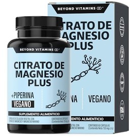 Beyond Vitamins | Citrato de Magnesio Plus Potenciado con Piperina para mayor absorción | 455mg Magnesio Elemental | Adicionado Con Magnesio Marino | Magnesium Citrate + Marine Magnesium (60 Cápsulas)