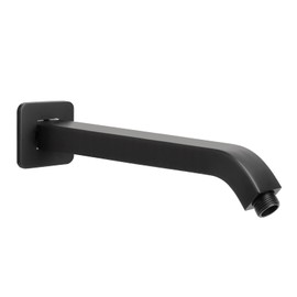 HarJue Shower Arm with Flange and Teflon Tape, Wall Mounted Square Shower Pipe Arm 304 Stainless Steel Extension Arm for Fixed Shower Head & Handheld Shower (10 Inch, Matte Black)