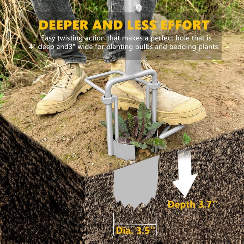 Updated Bulb Planter Long Handle for Digging, 5-in-1 Lawn and