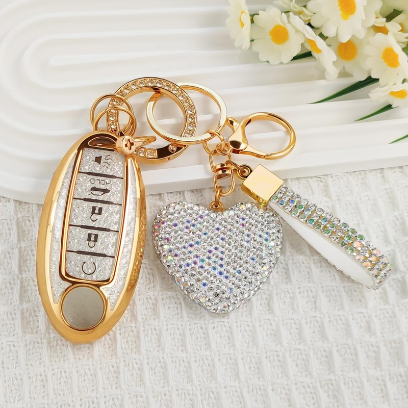 Nomiyo 5 Button Key Fob Cover with Diamond, Compatible with