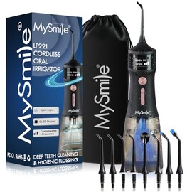 Mysmile Lp221 Uvc Irrigadores Dentales Inalámbricos Esterilizables Dientes Hilo Dental Portátil Pantalla Oled 335 Modos Puntas Chorro Una Bolsa