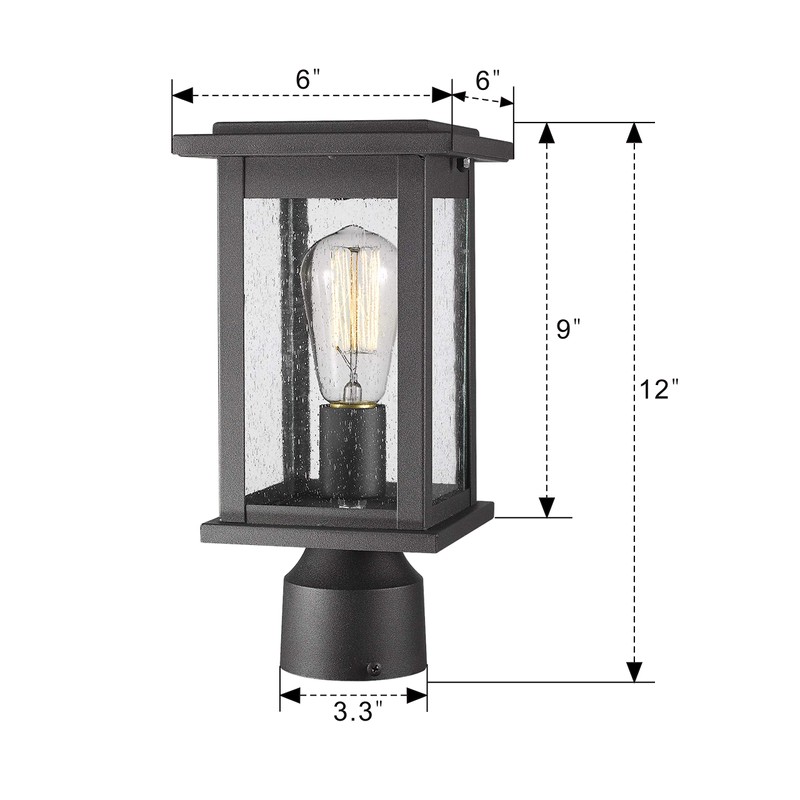 Emliviar Outdoor Post Light Fixtures, 1-Light Pillar Light in Black
