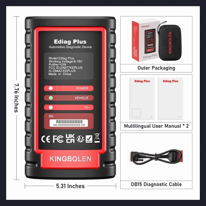 KINGBOLEN Ediag Plus Car OBD2 Scanner Diagnostic Tool ECU Coding