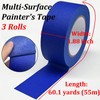 3 Rolls Premium Painters Tape, 1.88inch x 60.1yds, Professional Grade