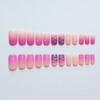 Pink French Tip Press on Nails Medium Fake Nails Glossy