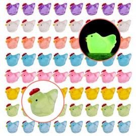 70 Pack Mini Animals Tiny Chicken Figurines Bulk for Miniature Dollhouse Decor Accessories Garden Aquarium Potted Ornament Party DIY Charms Office Classroom Activity to Hide