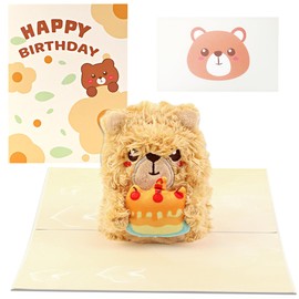 Vresqi 3D Plush Bear Pop-Up Birthday Card for Boys, Girls, Men, Women, Unisex