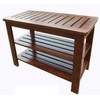 D-Art Collection Mahogany Michaela Shoe Bench with 2 Shelves -