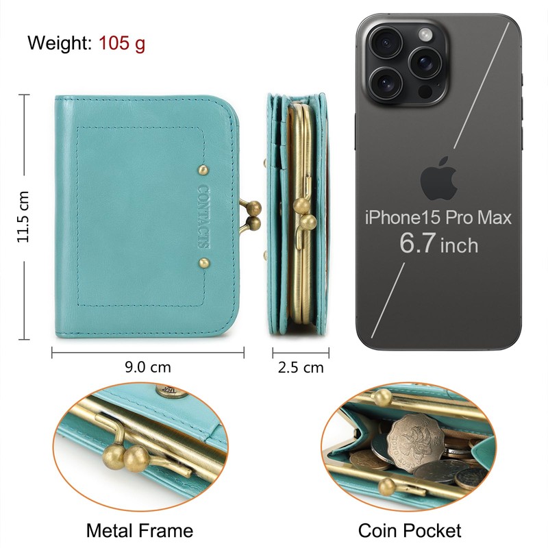 [Contact's serie] Full Grain Leather Bifold Wallet RFID Blocking 9