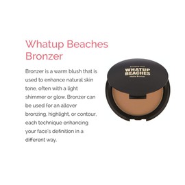 Elizabeth Mott Whatup Beaches Matte Bronzer Powder & Contour for Face, Long-Lasting Natural Sun-Kissed Bronzing Finish for All Skin Tones, Buildable Pressed Compact Makeup, Vegan & Cruelty-Free (10g)