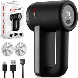 EasyLint Rechargeable Fabric Shaver Lint Remover, Effectively Remove Fuzz, Pills & Bobbles from Clothes, Sweaters, Couch and Furniture, 3-Speeds, 6-Leaf Blade Lint Shaver, LED Display & USB Charging
