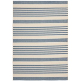 SAFAVIEH Courtyard Collection 5'3" x 7'7" Beige/Blue CY6062 Stripe Indoor/ Outdoor--Waterproof Easy--Cleaning Patio Backyard Mudroom Area--Rug