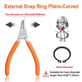 SPEEDWOX 6-Inch Circlip Pliers, Tip Diameter 1.25mm, External Snap Ring Pliers, Heavy Duty Retaining Ring Pliers, Curved Jaws for Ring Remover Retaining