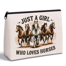 KAIOUS Horse Gifts for Women — Loves Horses Horse Makeup Bag Cosmetic Bag Makeup Zipper Pouch