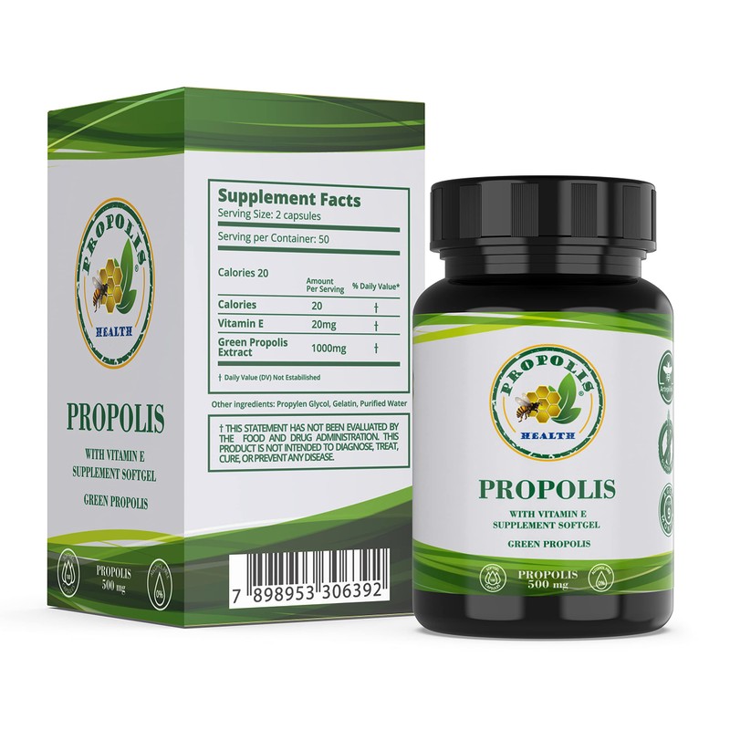 Propolis Health Propolis Capsules 1000mg-Daily with Vitamin E Per dose