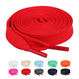 Booyckiy [2 Pairs] Flat Shoe Laces for Sneaker, 2/5" Wide Shoelaces Red 47 inch(120cm)