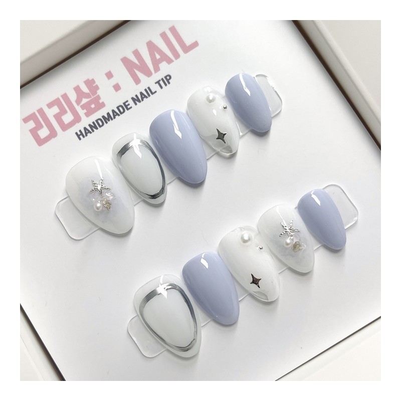 Modern Greek handmade nail tips - Coffin / 모던그릭 수제네일팁