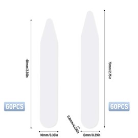 KEQAR Set of 120 collar stays, shirt holder, collar reinforcer, shirt collar insert, plastic (6 x 1 cm, 7 x 1 cm)