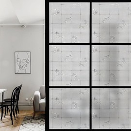 Window Privacy Film Frosted Window Film 23.6x78.7 Inch Frosting Windows Glass Film Lattice Static Cling Windows Tint for Bathroom Door Privacy Covering UV Block Vinyl Window Sticker for Home House