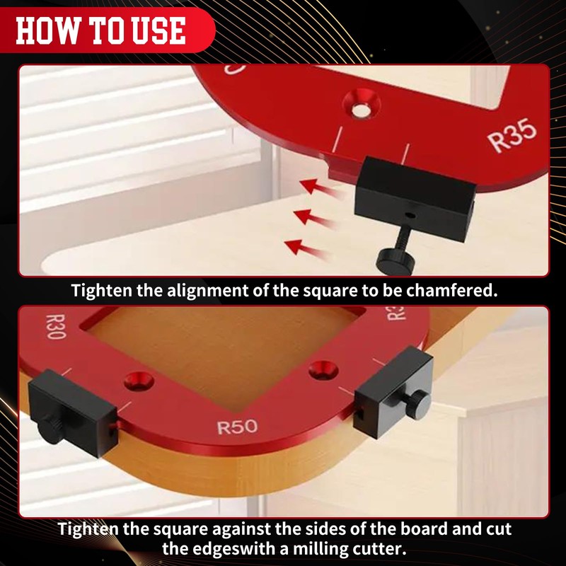 2 Pieces Radius Jig Router Templates Stencils Corner 4 in