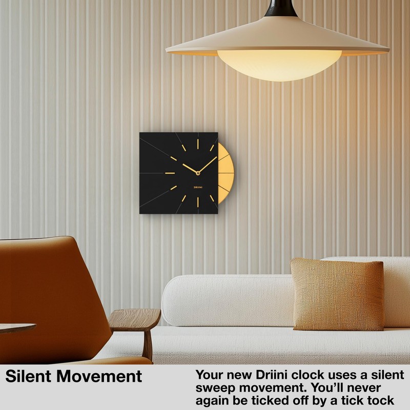 Driini Clocks Mid Century Modern Wall Clock - Square Black
