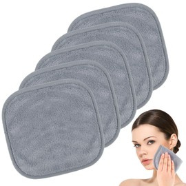 5 Pack Make Up Remover Cloth, 7.87 * 7.87in Flannel Face Cloth Face Wipes for Make Up Removing (Grey)