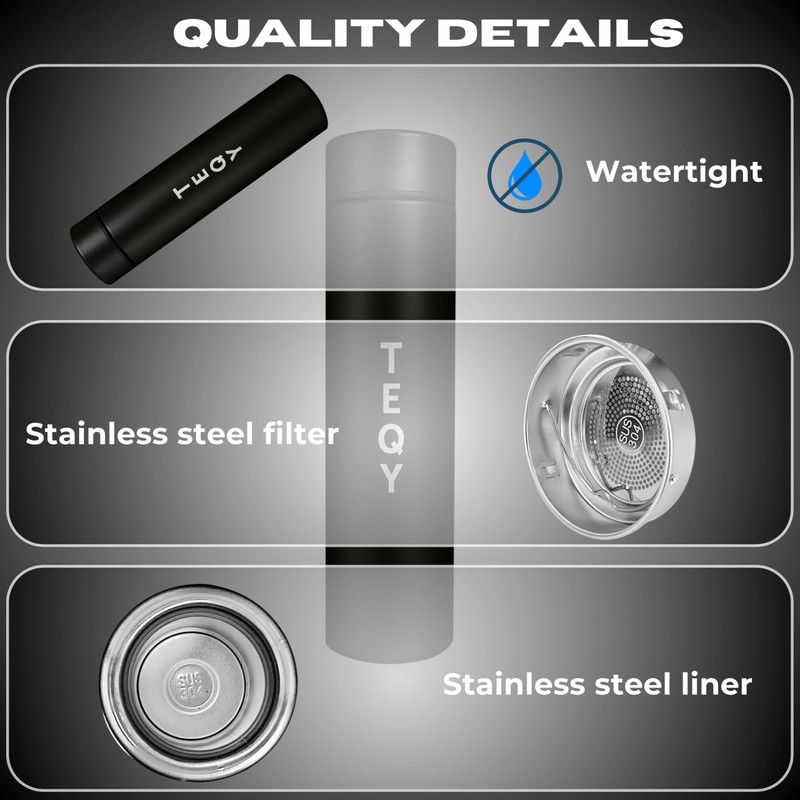 TEQY Thermos Flask with LED Display, 500 ml, Stainless Steel