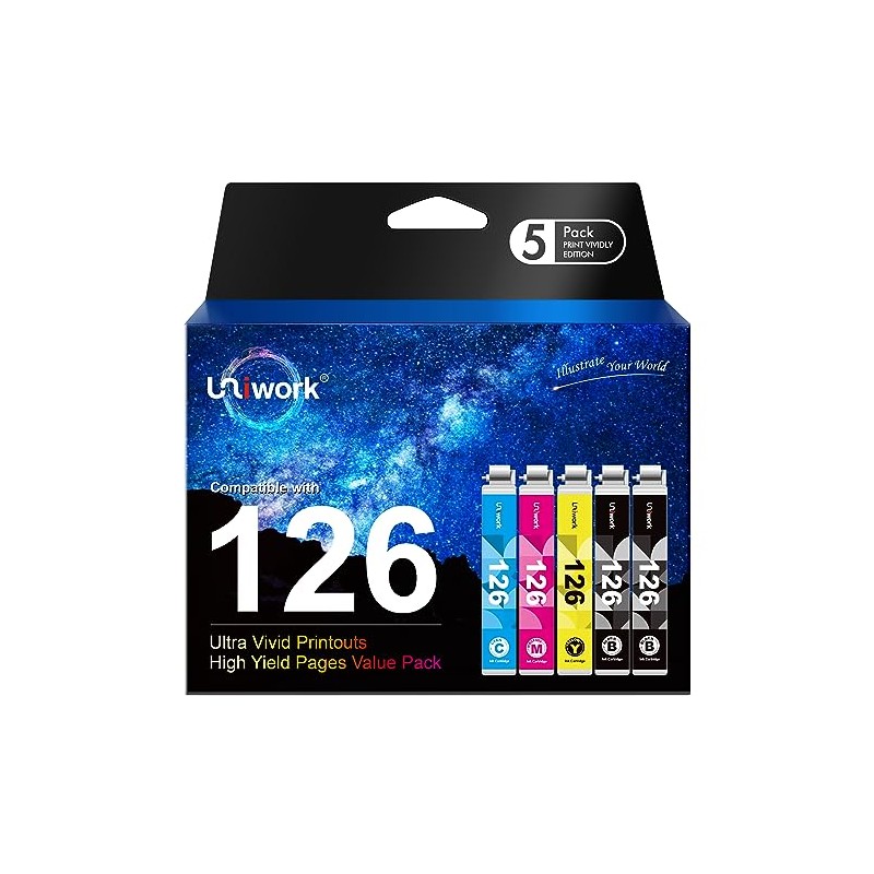 Uniwork Remanufactured 126 Ink Cartridges Replacement for Epson 126 T126