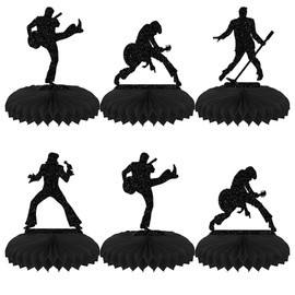 ZHUOWEISM 8 PCS Music Notes Honeycomb Table Centerpiece Black Glitter Musical Party Table Toppers Honeycomb Centerpieces for Music Concert Theme Baby Shower Birthday Party Table Decorations Supplies