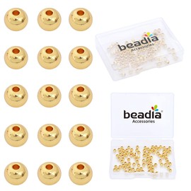 BEADIA 14K Gold Plated Round Spacer Beads 4mm 100pcs for Jewelry Making Findings Non Tarnish