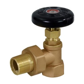 Midline Valve IXW-U001-5 Heavy Duty Hot Water Steam Radiator Valve; Air Vent Temperature Control; 1 in. FIP x Male Union; Brass (5 Pack)