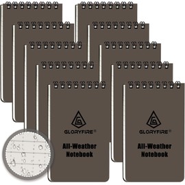GLORYFIRE Waterproof Notebook Tactical All-Weather Spiral Memo Paper Notepad with Waterproof Grid Paper for Outdoor Activities Recording 3"x5" (10pcs)