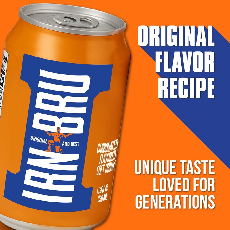 IRN-BRU Original Scottish Sparkling Soda, Citrus Flavored Carbonated Drink -