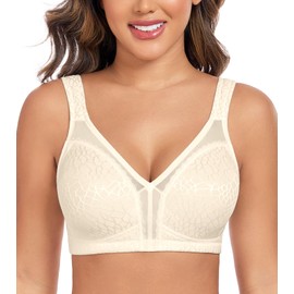 Curyon Plus Size Everyday Bras for Women Minimizer Full Coverage Non Padded Wirefree Nude 38DD