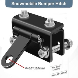 Universal Snowmobile Bumper Hitch, Adjustable Heavy Duty Steel Snowmobile Sled Trailer Towing Hitch Kit Compatible with Ski Doo Polaris REV Arctic Cat (Black)