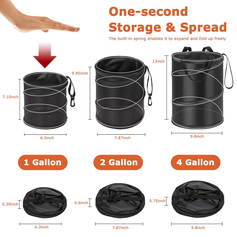 Ginsco 2 Gallons New Leakproof Car Trash Can, Compact Trash