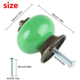 Larcele Vintage Cupboard Knobs, Door Knobs, Ceramic Handles for Drawer, Set of 2, Round, CTLS-01 (Green)