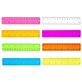 UYVPAER Pack of 8 Rulers, 15 cm, Colourful Plastic Ruler, Flexible Ruler, Transparent Plastic Ruler, Precision Measuring Ruler with Metric & Inch Scale, Measuring Tool for Home, Office, School
