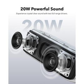 soundcore Select 2S Portable Bluetooth Speaker with 20W Stereo Sound, BassUp™ Technology, 16h Playback, Wireless Stereo Pairing and IPX7 Water Protection (Refurbished)