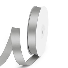 Quhora 5/8" x 50 Yards Satin Ribbon - Silver Silk Ribbon with Spool - Ideal for Gift Wrapping, Floral Bouquets, Crafts, Wedding Party Decorations, Christmas and Sewing Projects
