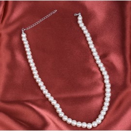 AREUM Necklace, Pearl, Men's Korean Fashion, Pearl, Stylish, Choker, 18.5 inches (47 cm), Adjustable, Tete Wear Motif, Popular Accessory