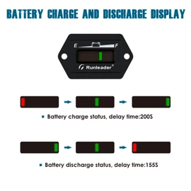 Runleader Battery Fuel Gauge Meter,Lead Acid Battery Applicably,Single & Multiple Screen Display for Golf Cart Club Car Forklift Scrubber Machine
