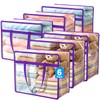 Budding Joy 6 Pack Clear Zippered Storage Bags for Clothes,40L