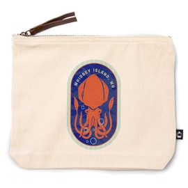Lantern Press Whidbey Island, Washington, Dockside Series, Squid, 100% Cotton Zipper Pouch, Travel Accessory, Go Bag